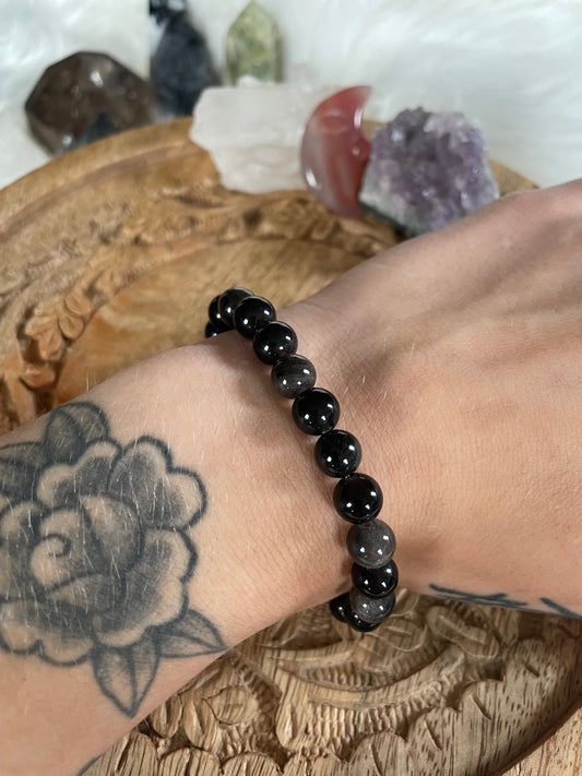 Silver Sheen Obsidian Bracelet